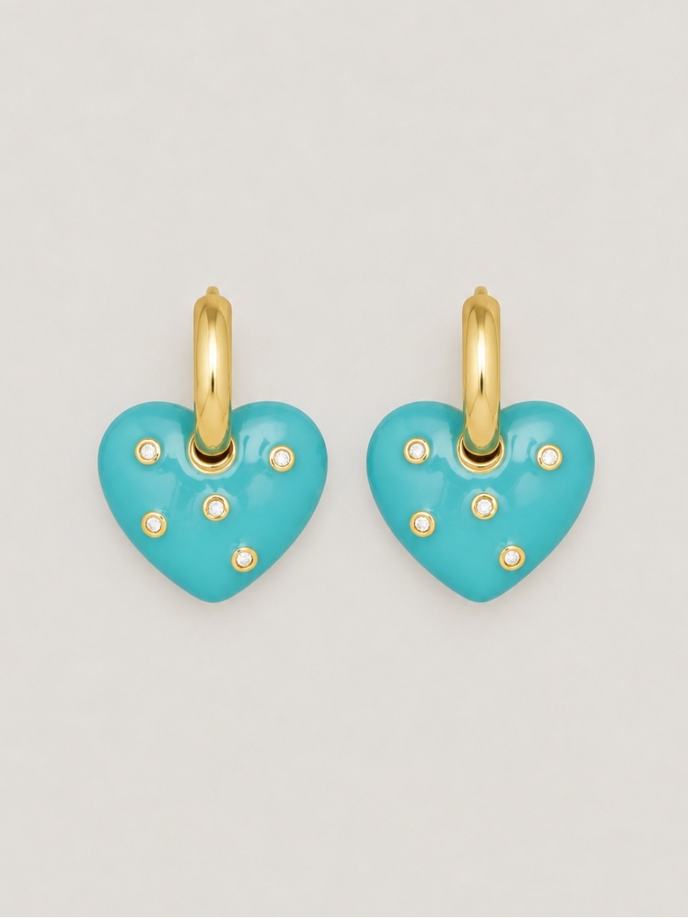 New! Turquoise Blue Heart Huggie Hoop Earrings NWOT